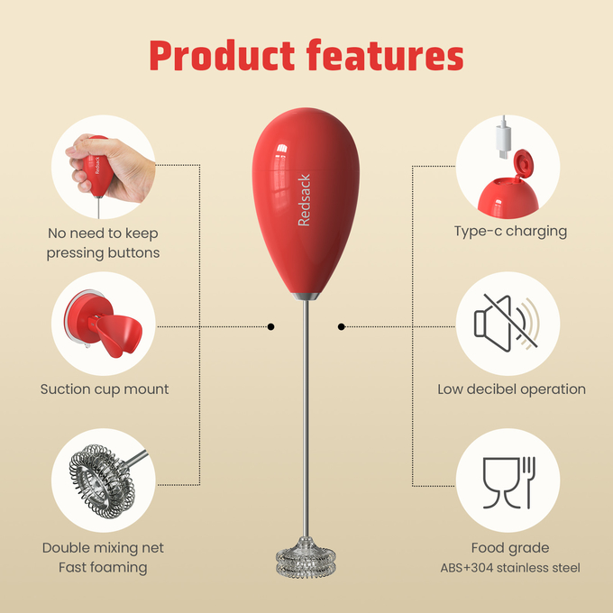 Hand Operated Milk Frother With Hot/Cold Frothing Modes And CE/RoHS/FCC/FDA Certifications