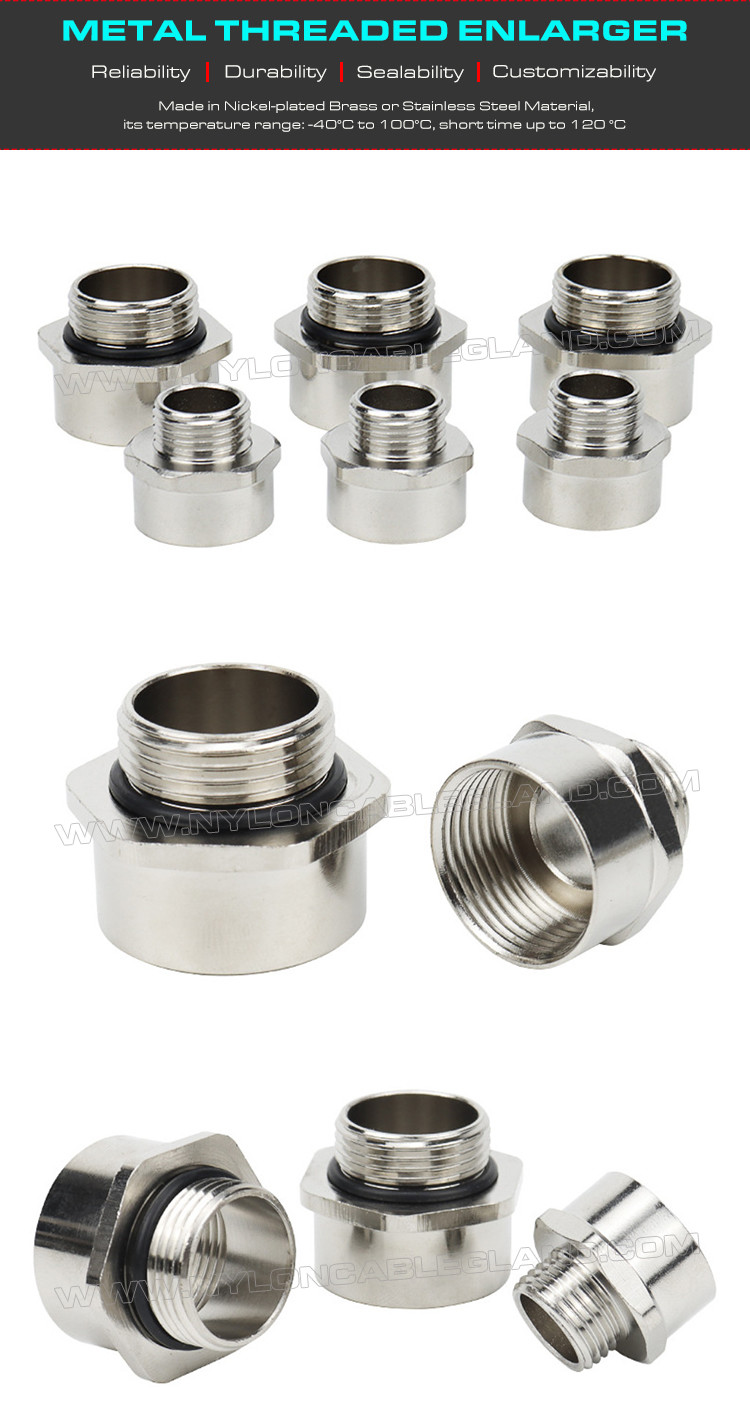 IP68 Brass (304/316 Steel) Thread Reducers, Thread Enlargers, Thread Converters or Thread Adapters for Cable Glands