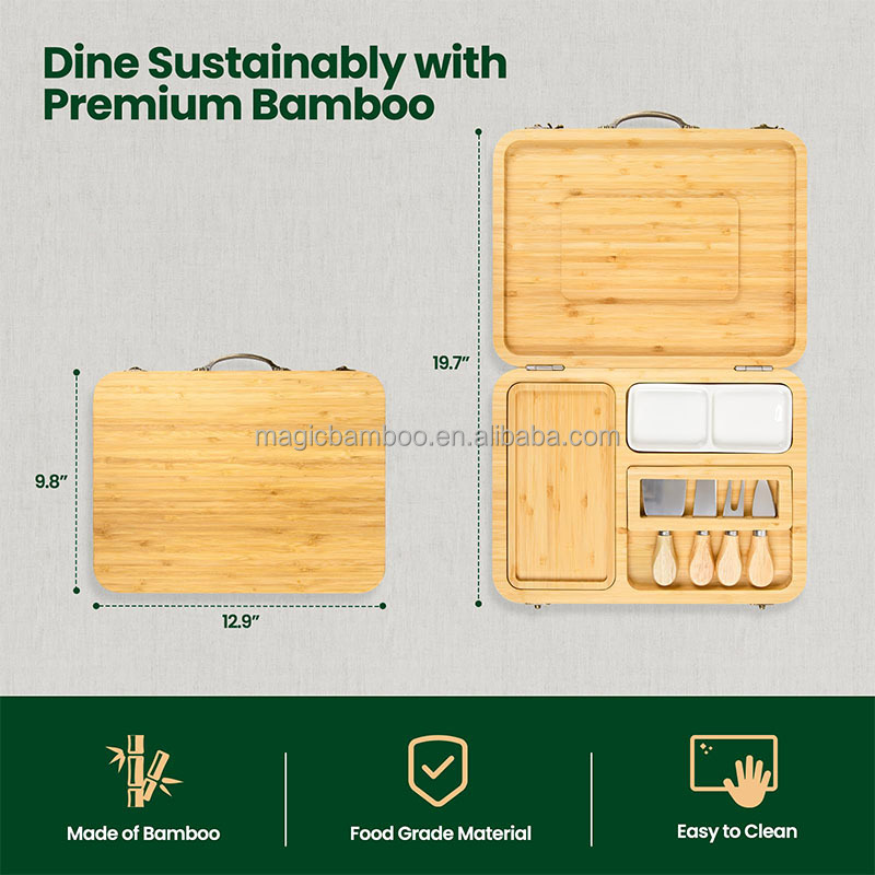 Foldable Sustainable Bamboo Charcuterie Board Knife Set for Entertaining Occasions