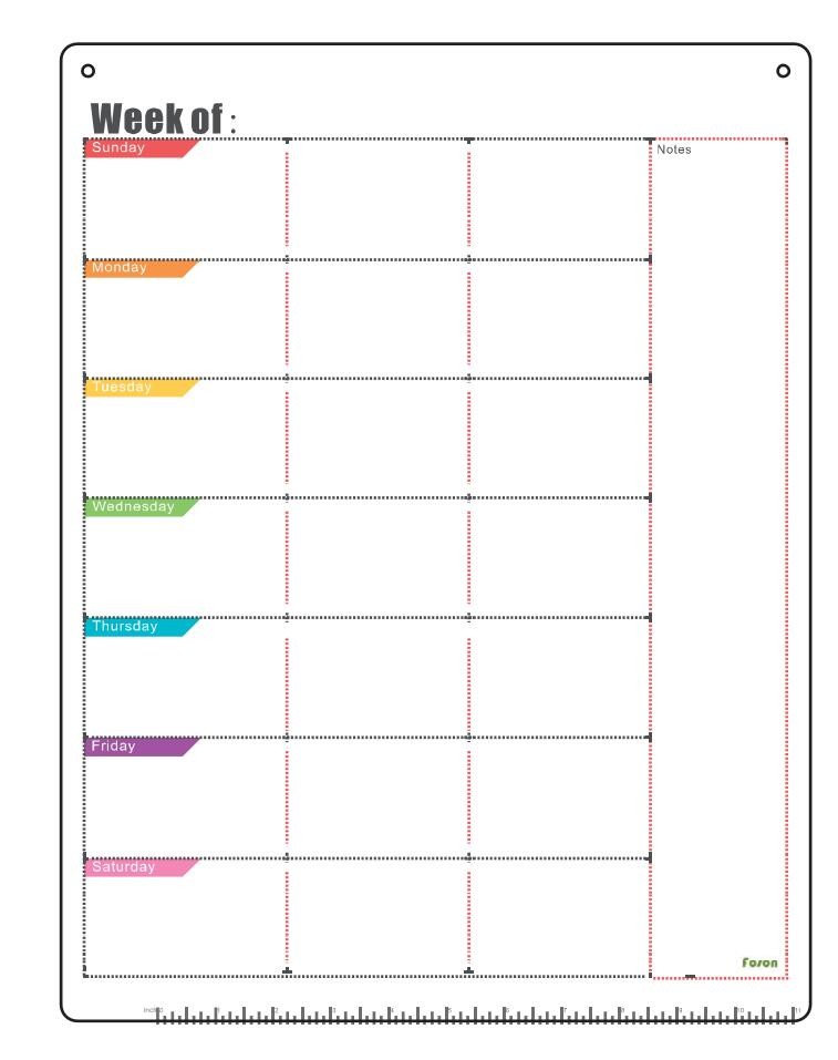 Environmental White Magnetic Refrigerator Calendar Fridge Weekly Planner