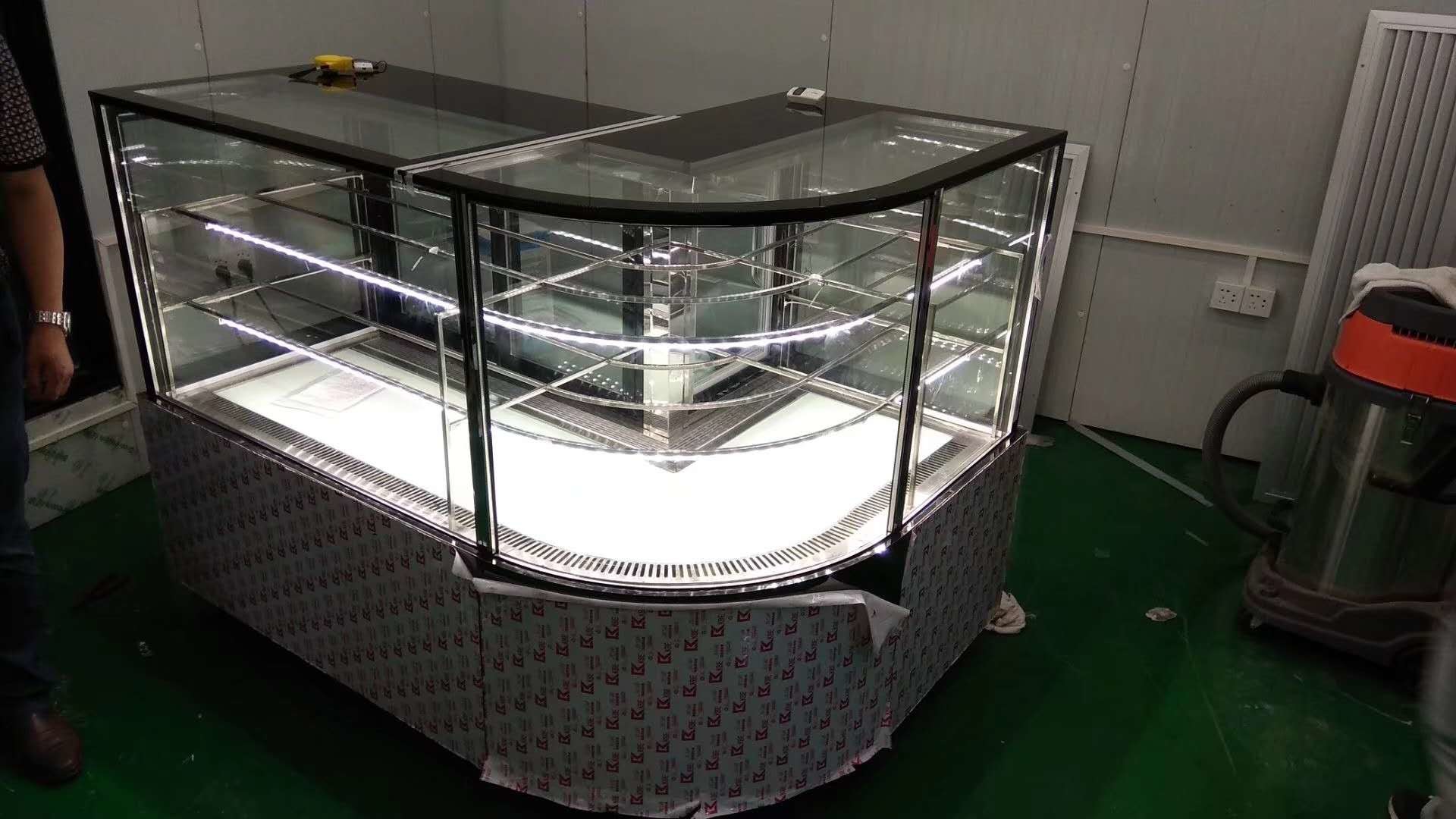 Danfoss Compressor Cake Display Freezer With Back Open Glass Door Bakery Display Cases