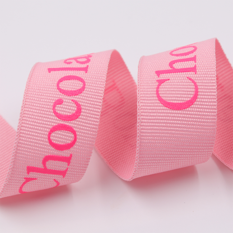 Double Face Heat Transfer White Print Black Grosgrain Ribbon