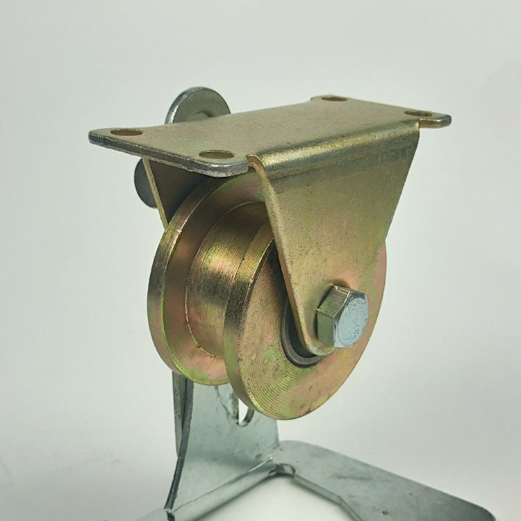 4 Inch Metal H Groove Wheels Solid Steel Rigid Sliding Roller Track Casters