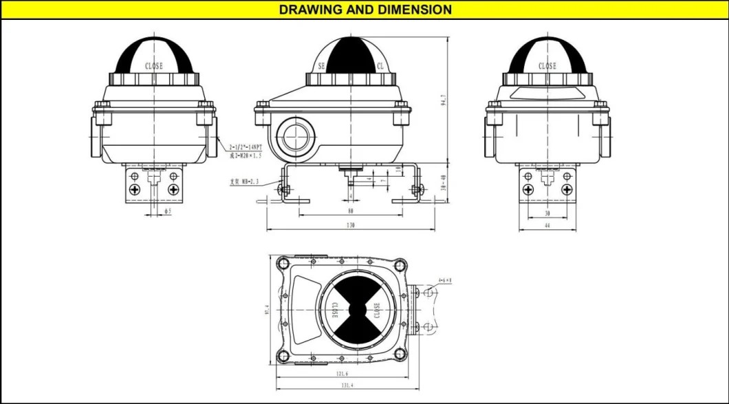 Leak Proof Stainless Steel Limit Switch Boxes M2 M20 Cable Entry