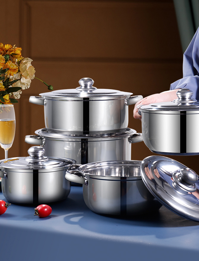 Cookware Set Customized Logo Home 10pcs Cooking Pot 22cm Large Soup Stock Pot