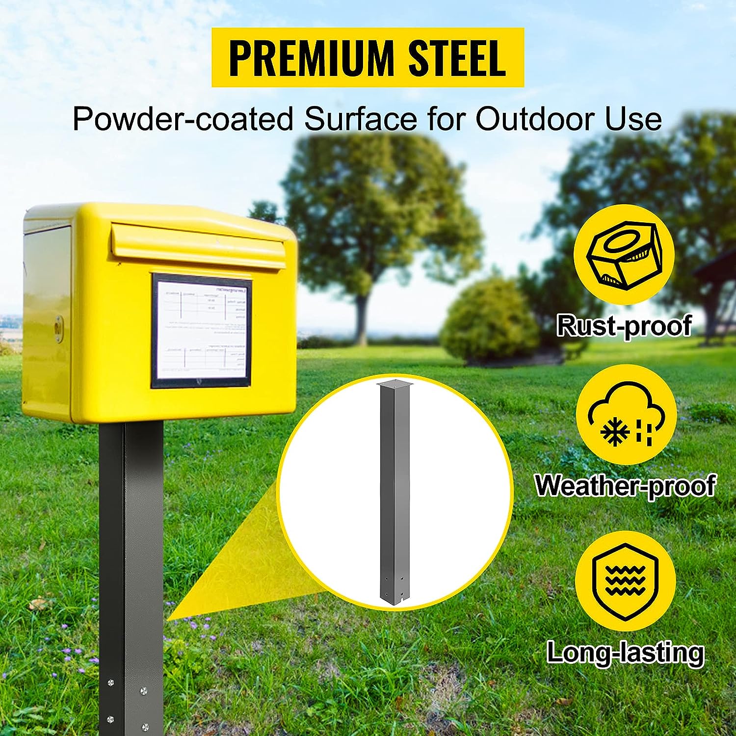 Modern Heavy Duty Steel Mailbox Post With Powder Coated Surface Support Bracket