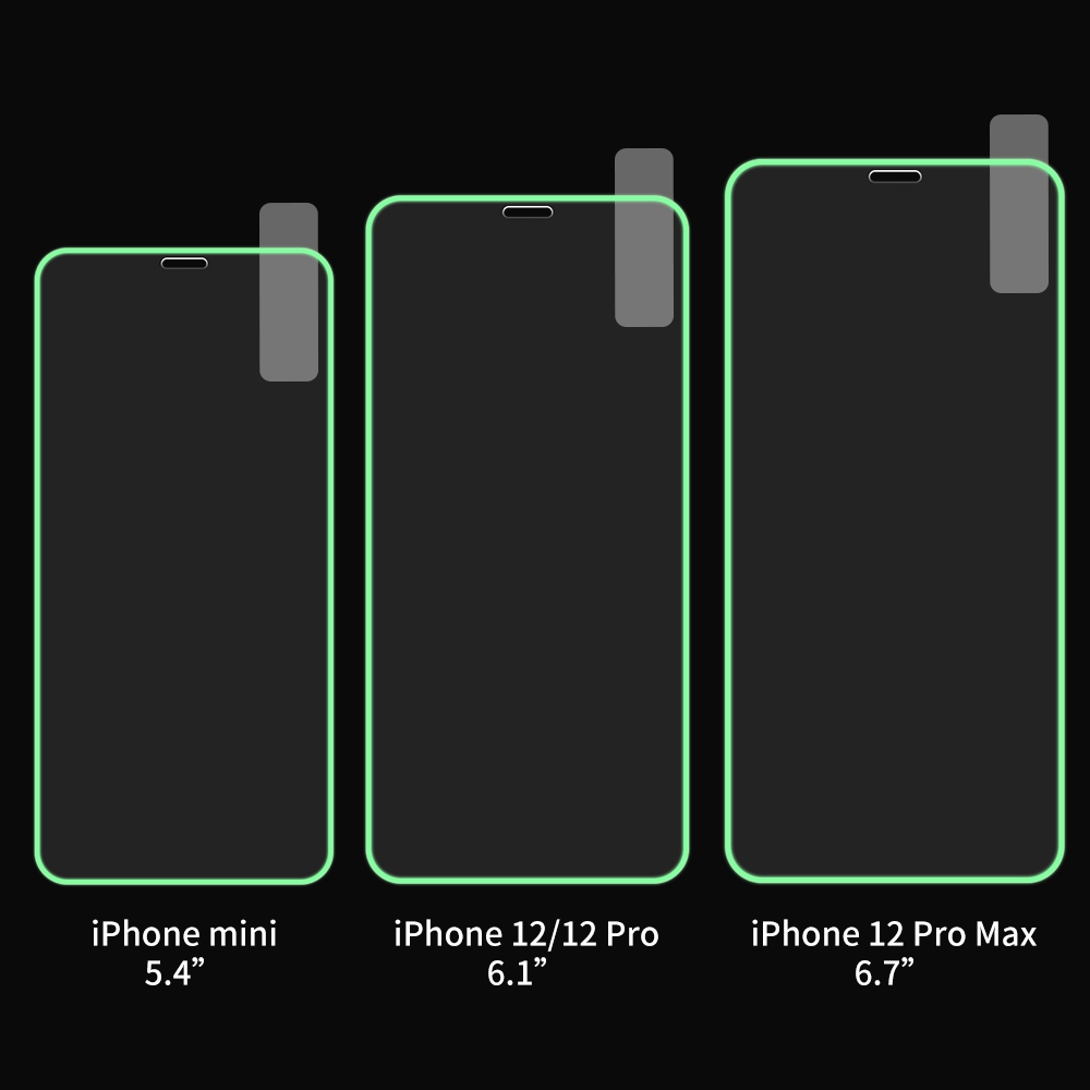 Luminous Glowing Tempered Glass Screen Protector For Iphone 12 Fluorescent Frame