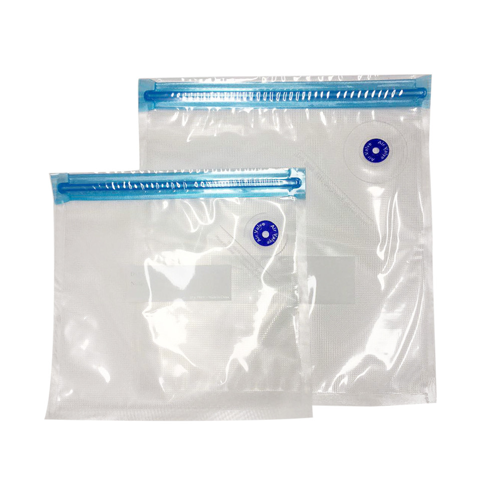 Sandwich Clear Vacuum Seal Bags , 33.9mpa 100UM Xl Vacuum Seal Bags With Air Valve