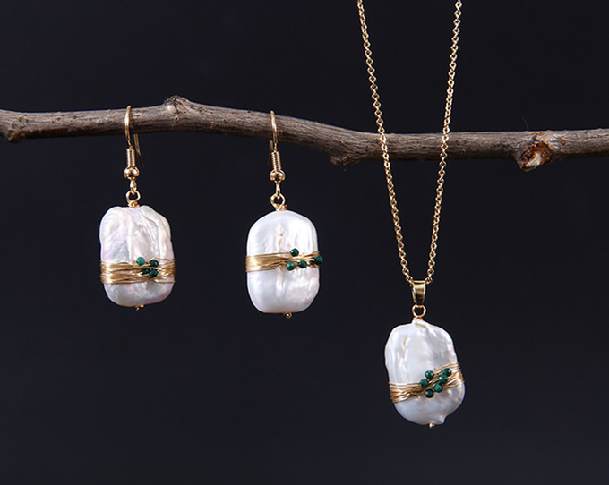 Natural Baroque Pearl necklace Natural Freshwater Baroque Pearl Pendant Necklace for Women Pearl Necklace Jewelry set