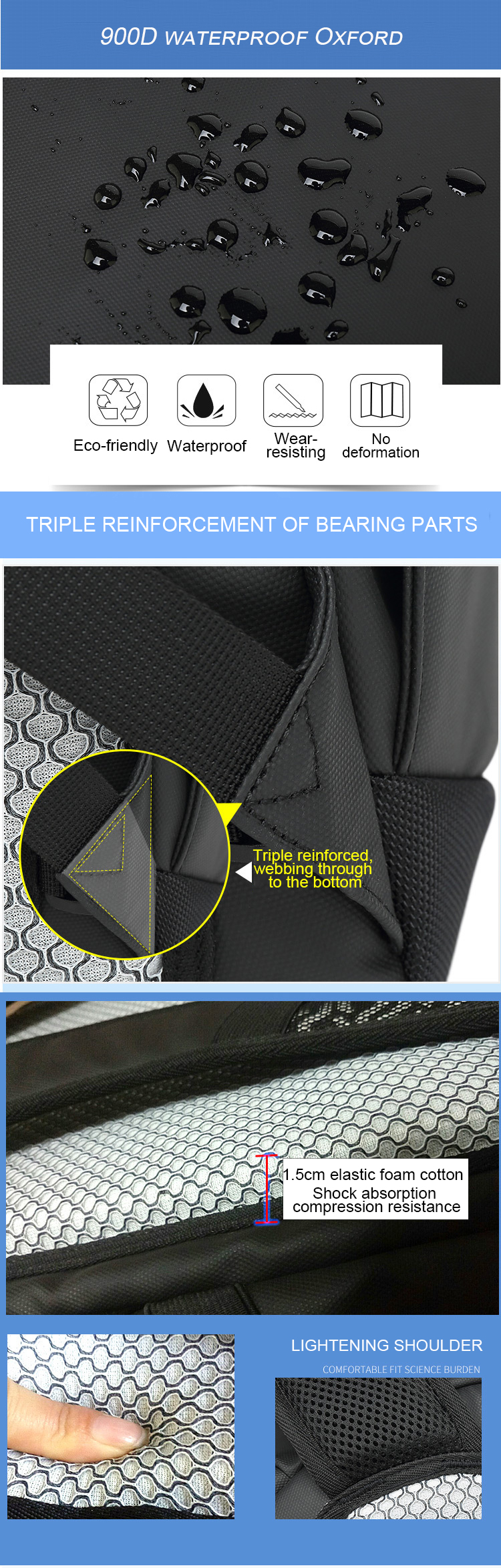 Wear Resistant 24L Functional Folding Travel Backpack For Work