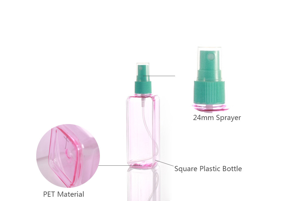100ml PET Sprayer Square Plastic Cosmetic Bottle