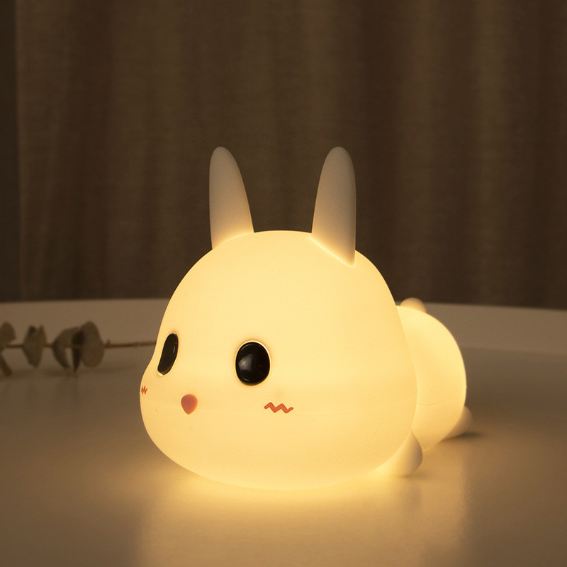 Rabbit Silicone Night Light For Kids 16 Color Changing Kids Night Light USB Baby Nursery Bedside Touch Lamp Night Lights
