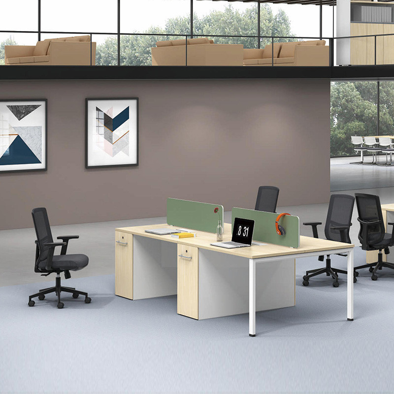 Modular Office Table Workstation Cubicle Wooden Office Workstation For 4 People