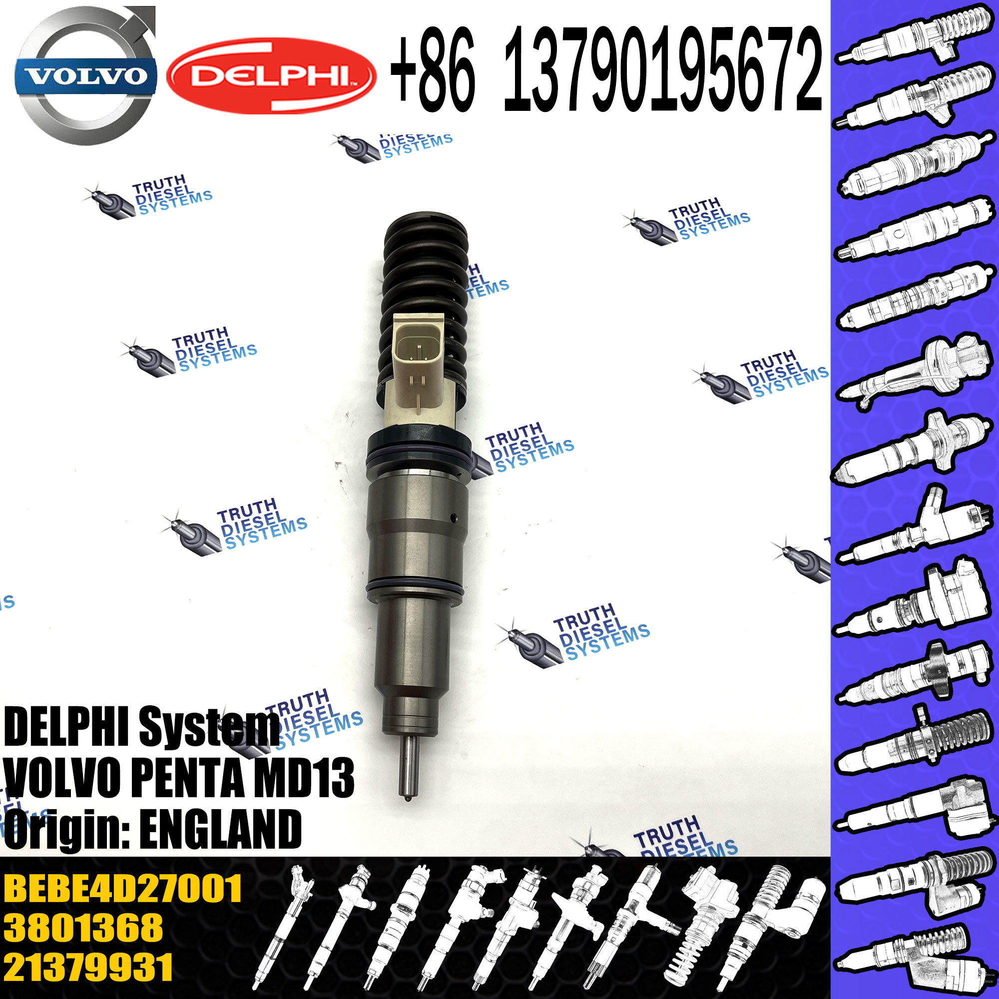 Diesel Fuel Injector 21379931 BEBE4D27001 21379931 For D13 Injector 3801368 BEBE4D27001 MD13