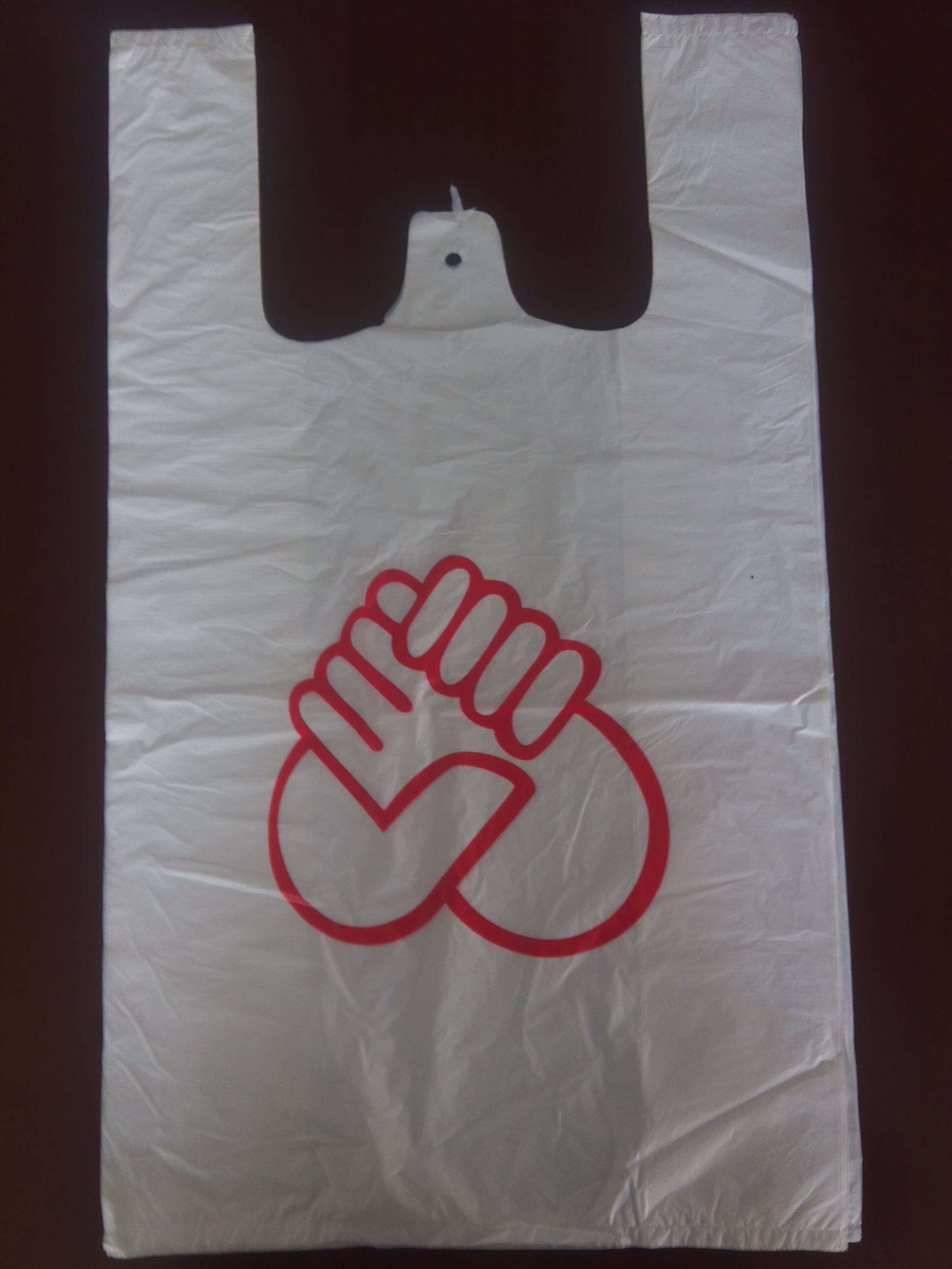 300+160*525mm 13mic White Plastic T-Shirt Shopping Bag - 1000/Case , HDPE Material