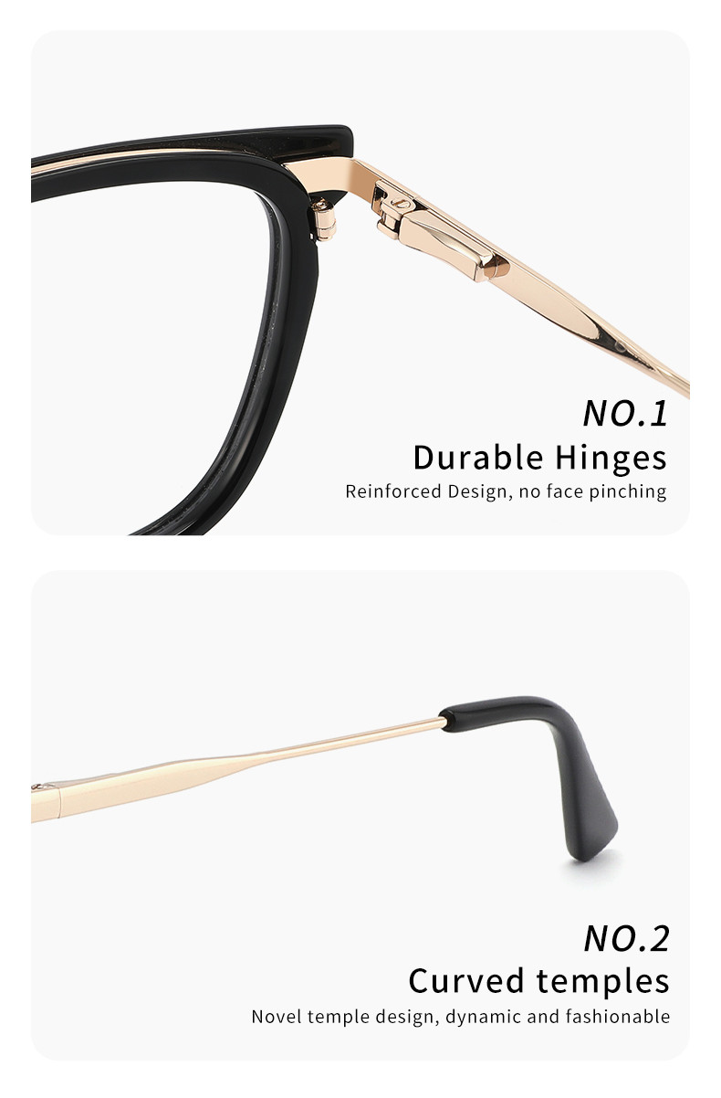 Customize Logo Acetate Metal Glasses Frames , Cateye Clear Glasses For Women