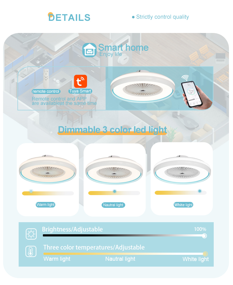 6 Speed Choice 1stshine LED Ceiling Fan with Dimmable LED Light and Smart Control APP