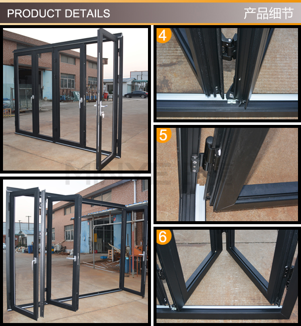 Double Glazing Lowes Bi Fold Door Accordion Aluminum Glass Patio Exterior Folding Door