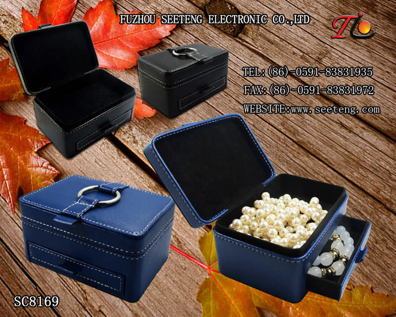 High end and elegant PU leather jewelry box for wholesale from manufacturer jewelry box with mirror box drawer