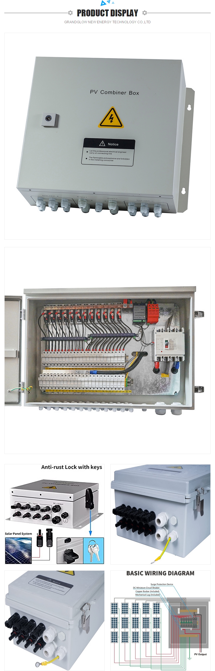22 in 2out 500vdc Solar Dc String Pv Combiner Box for mounting clips