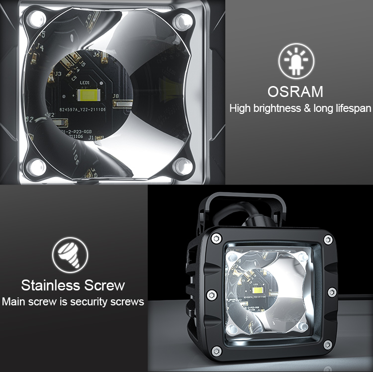 30W RGB Led Pod Work Light Vehicle LED Work Lights 5000K-5700K