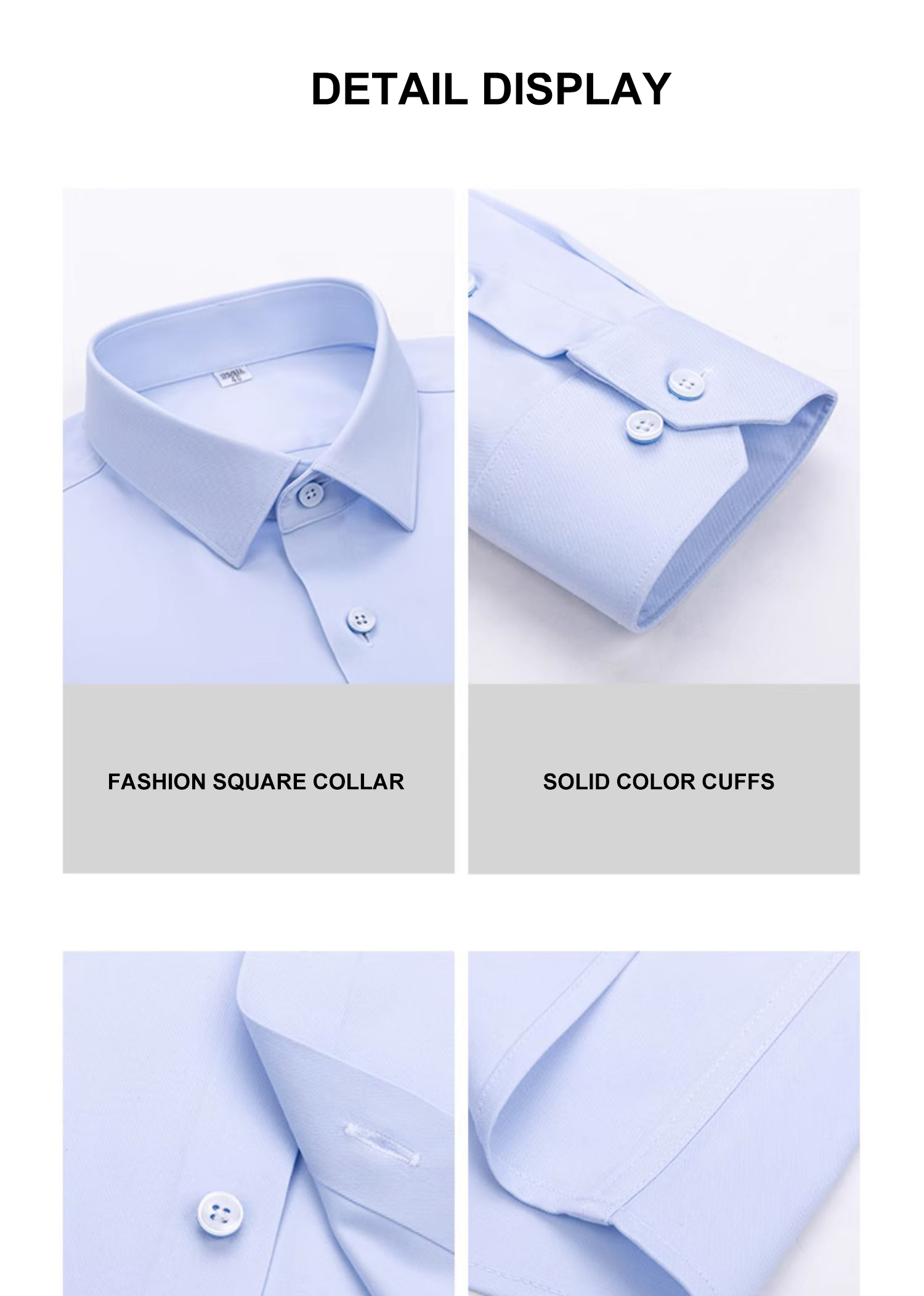 Three-Proof Fabric Summer Blue Long-Sleeved Dress Shirt for Men No-Iron and End Design