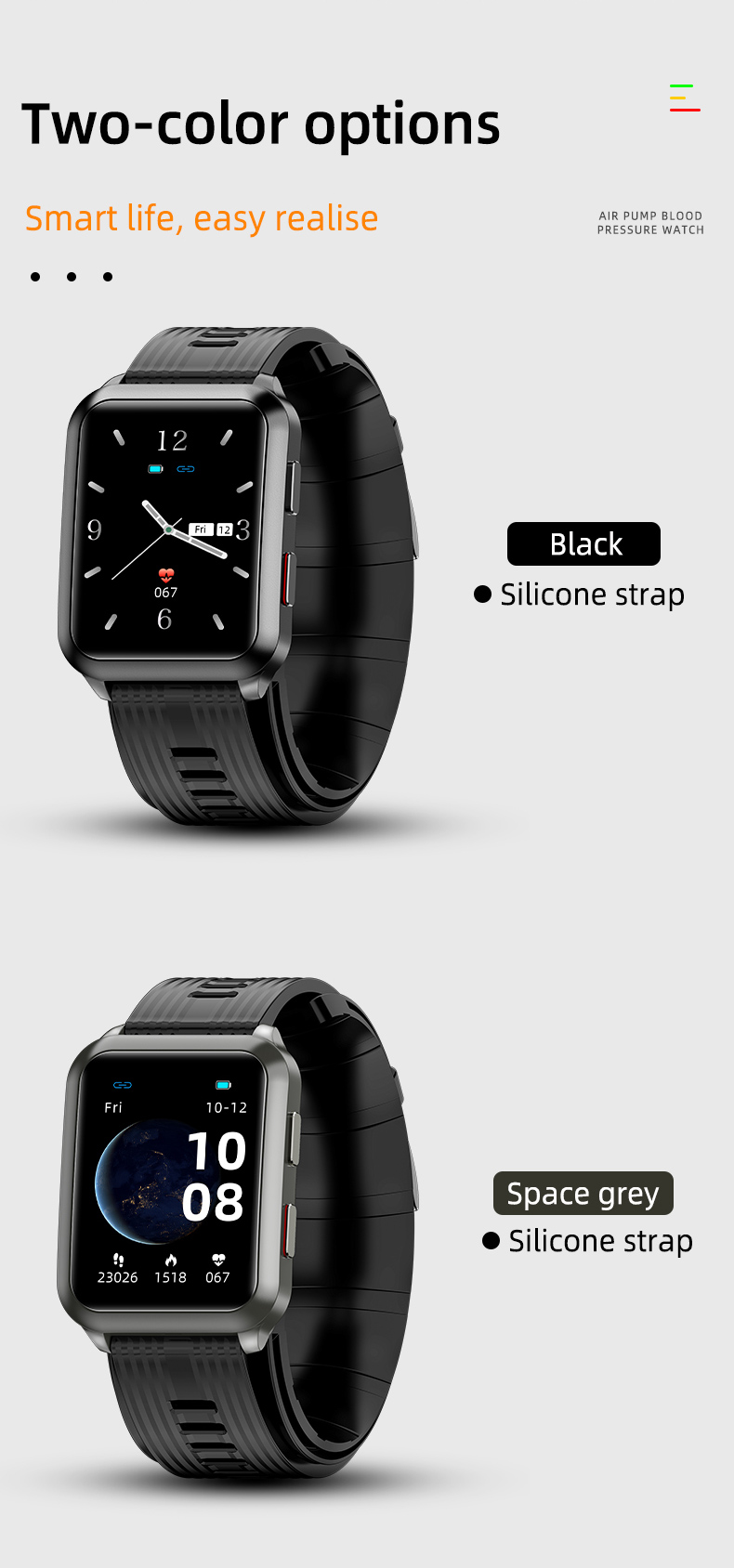 Body Temperature Blood Oxygen Smartwatch Medical Device IP67 with big screen