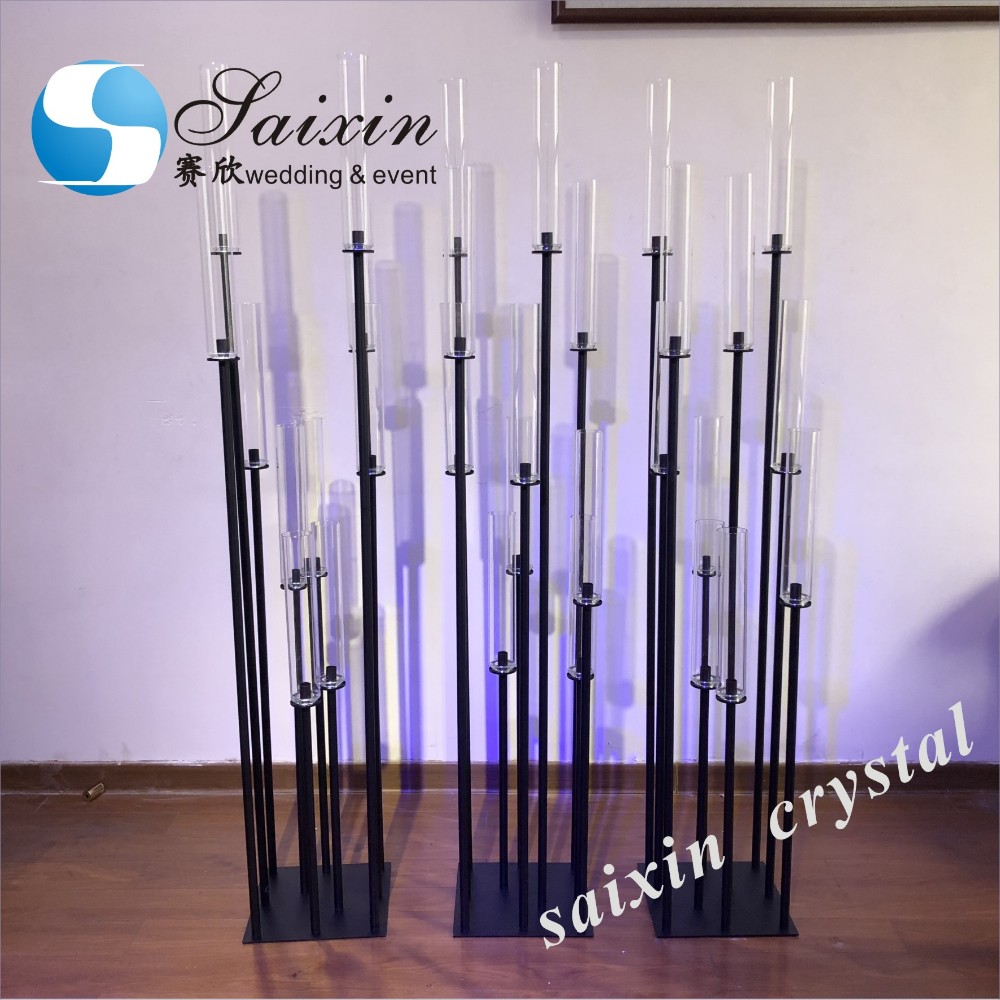 ZT-471 Saixin new wedding centerpieces Grey color crystal candlestick