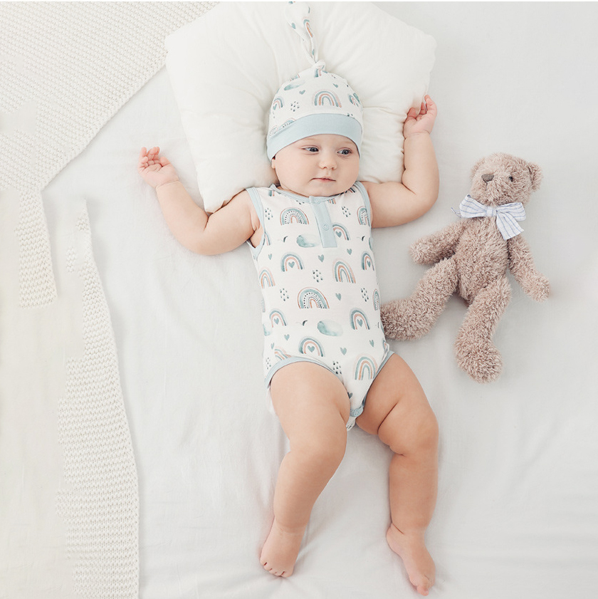 In Stocks Custom Color Printing Baby Rompers 97%Bamboo 3%Spandex Snaps Design Baby Clothing