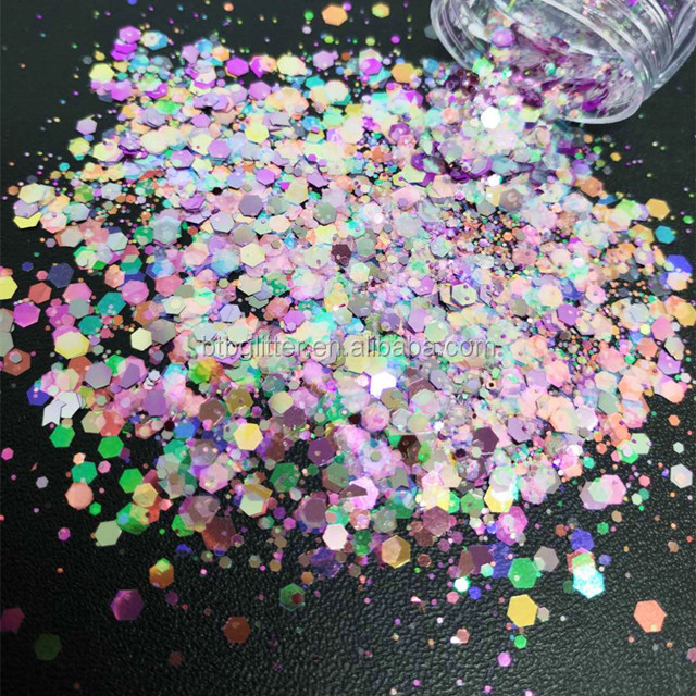 1 color Die cutting printing Chunky Glitter Shape Glitter Colorful Bright Chunky Mix