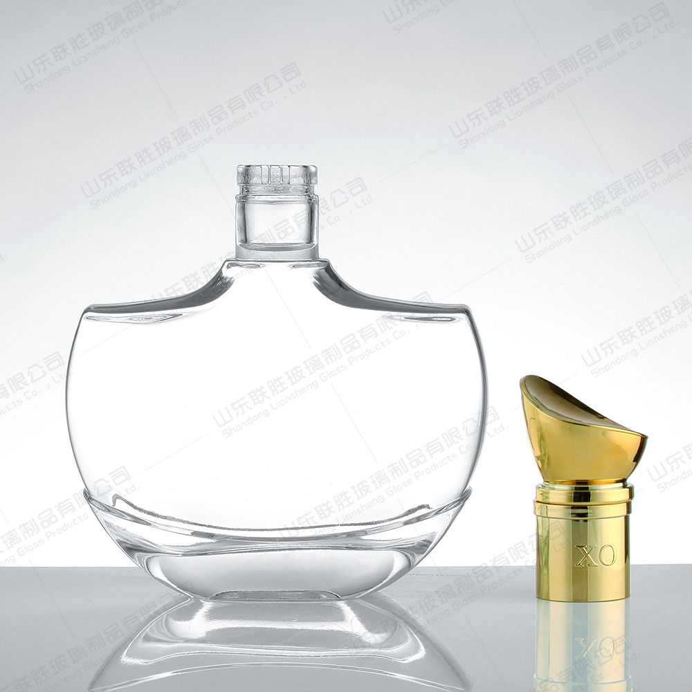 OEM/ODM Accepted Electroplating Clear Glass Bottles for Brandy Whiskey Vodka Liquor