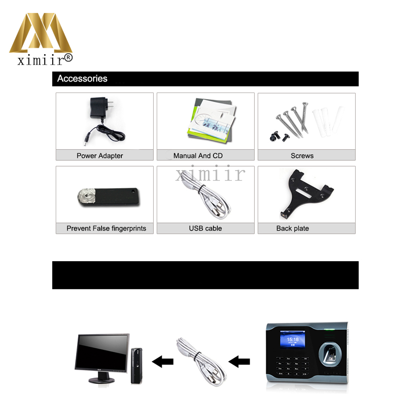 ZK U160 WIFI & TCP/IP Fingerprint Time Attendance Machine Terminal RFID/MF Card Time Clock Free Software Free SDK