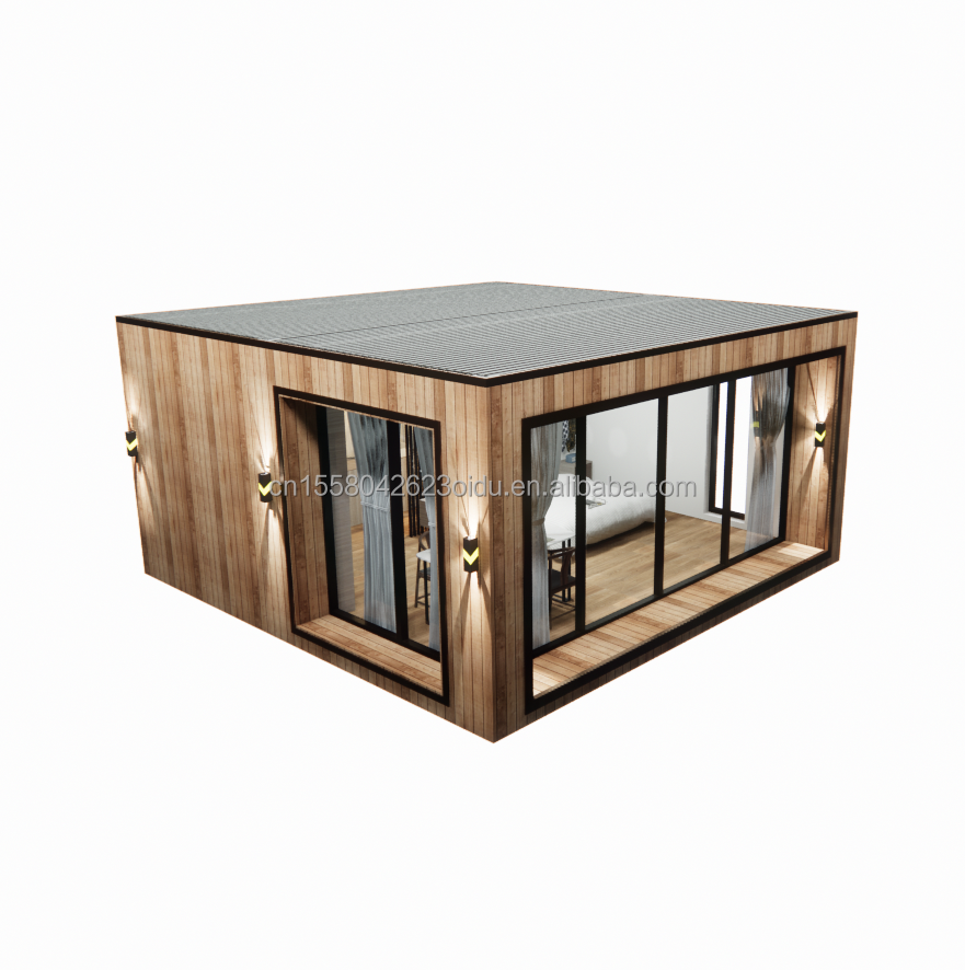 Fast Construction Prefab Container House with Galvanized Steel Square Tubes and 50/75/100mm Wave Sandwich Panel