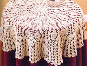 Rectangular coffee table linen table cloth table, Corcheted Lace Table linen, Tablecloth