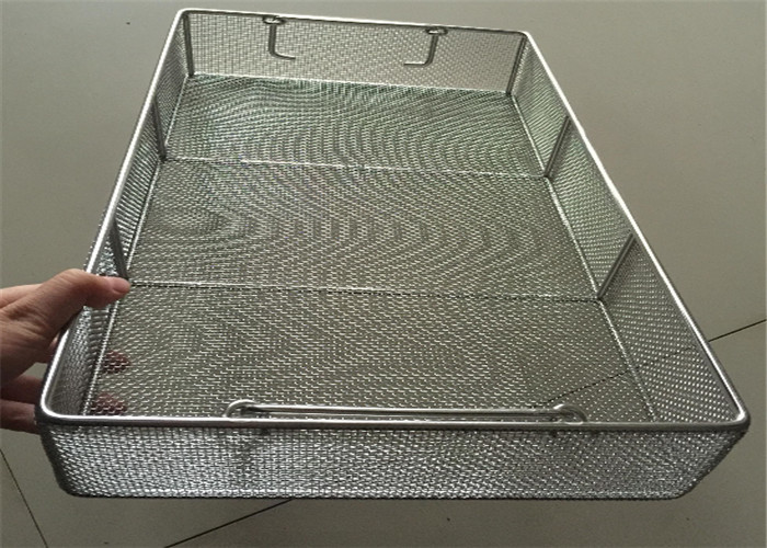 Stainless Steel Wire Mesh Storage Baskets Plain Weaving Corrosion Resistance
