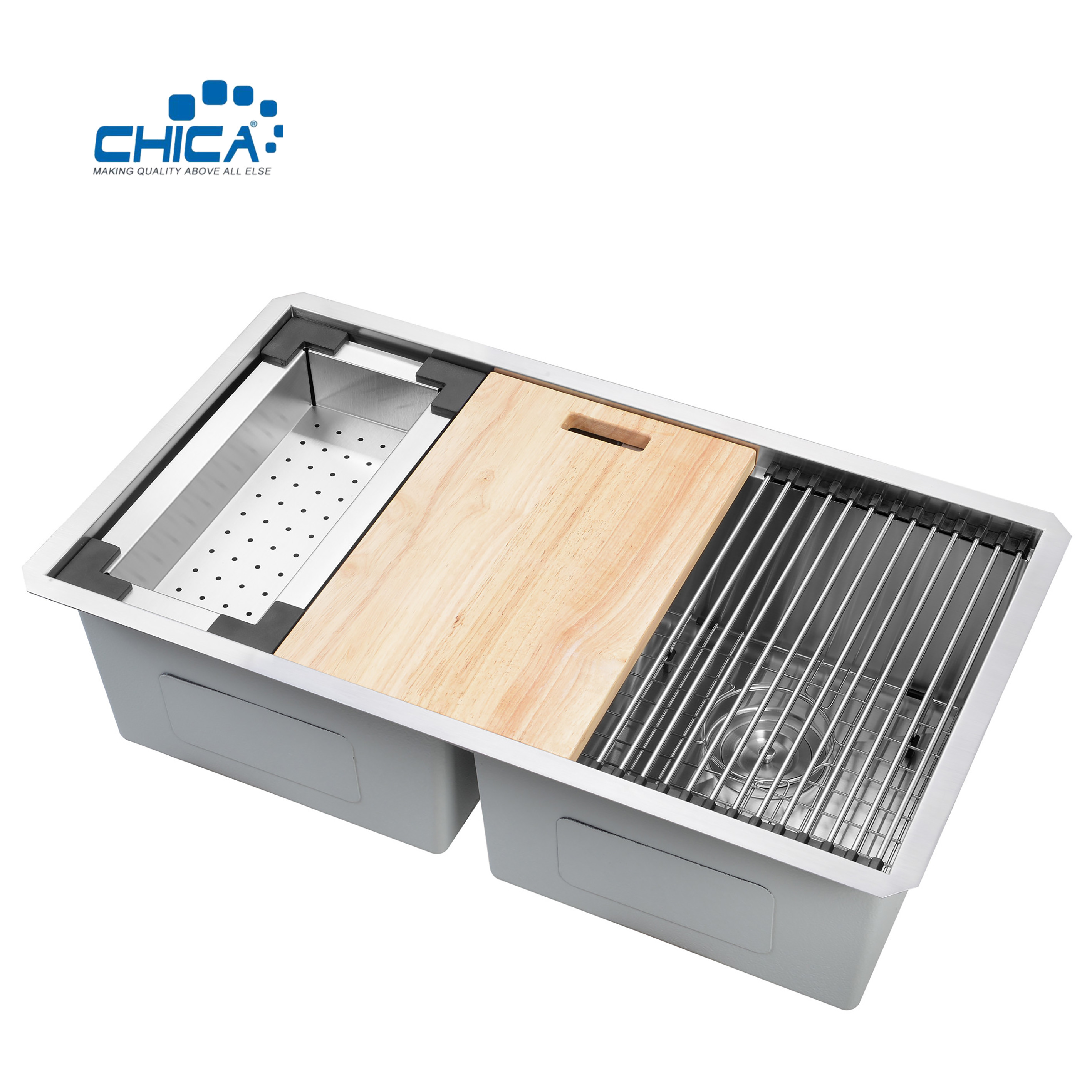 quality control procedure double bowl 32.75x19x10 18 gauge stainless steel kitchen sink