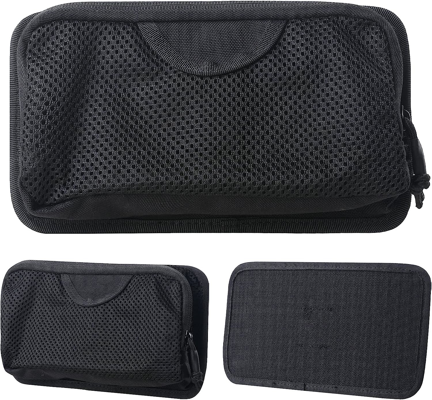 Tactical Mesh Zipper Pouch, Modular Insert Panel Organizer EDC Utility Storage Pocket with Hook-N-Loop Fasteners