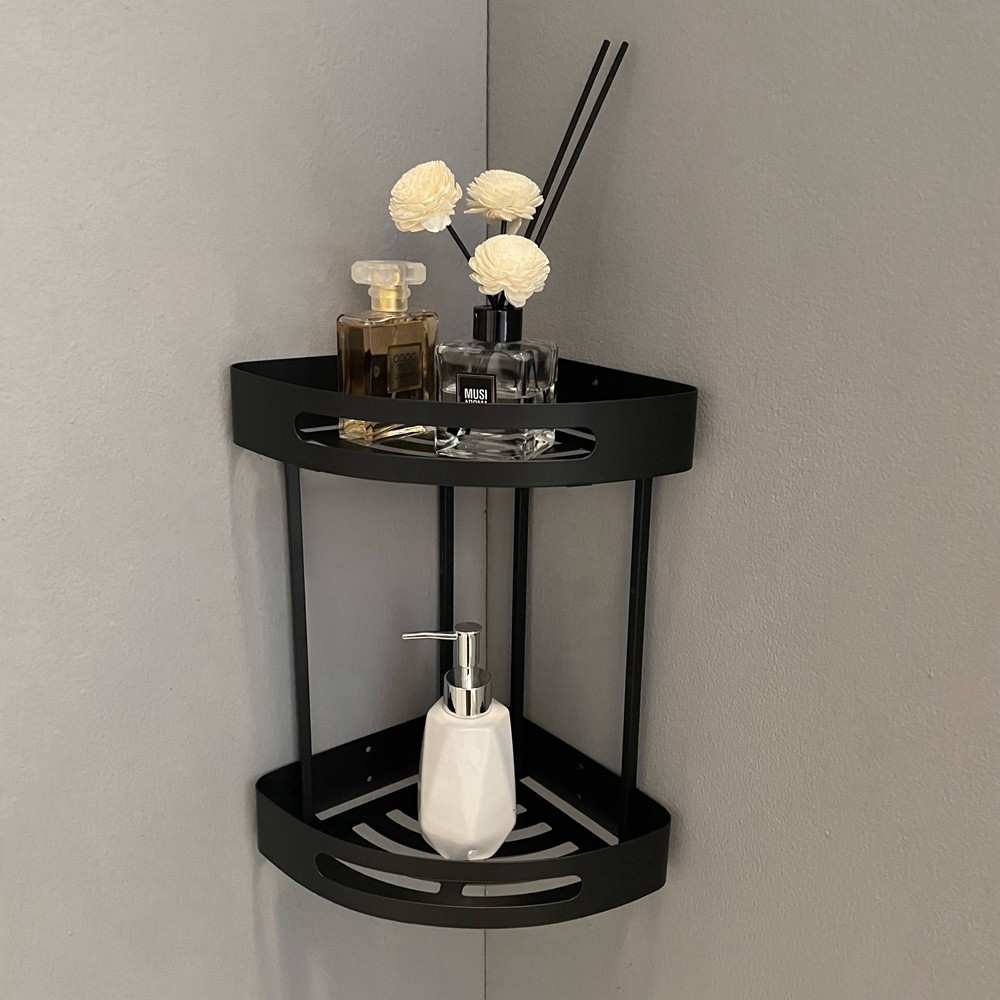 Wall Mounted SS304 Bathroom Storage Shelves Double Layer Corner Racks