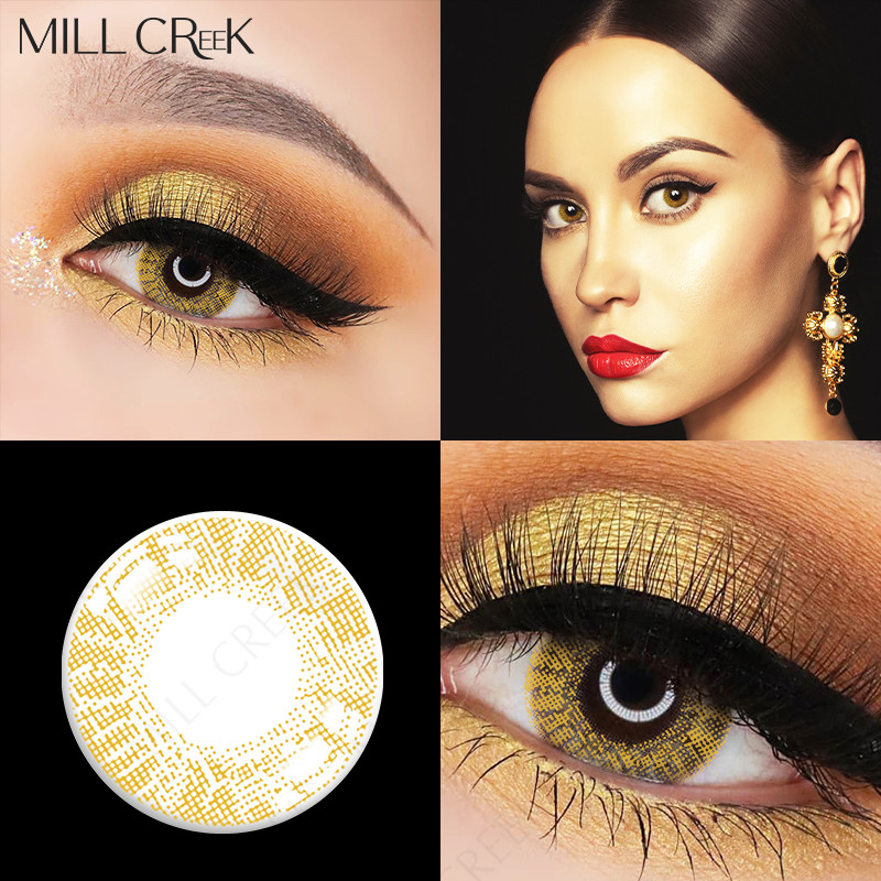 Affordable Monthly Colored Contacts Caramel Brown Lens 3 Tone