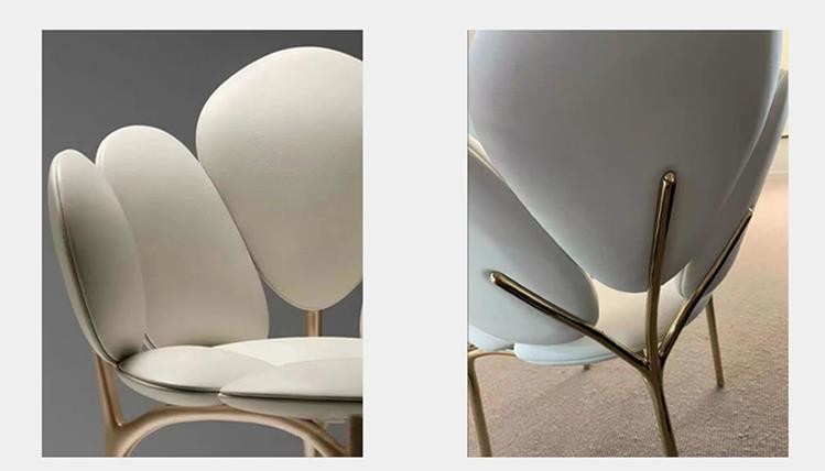 Nordic Hotel Restaurant Furniture Dining Room Petal Shaped Stainless Steel Minimalist Dining Chair