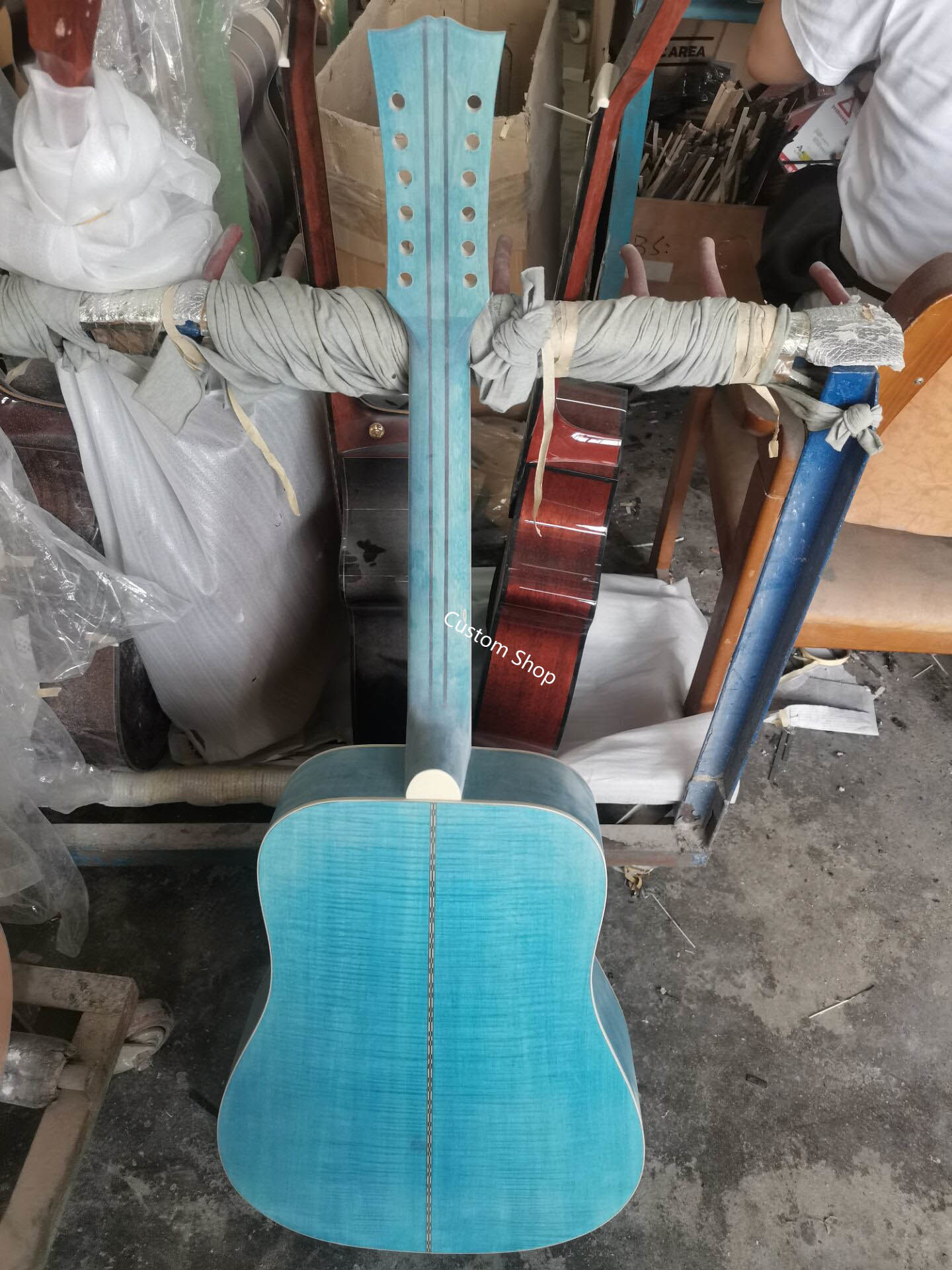 Custom AAAAA 12 Strings All Solid Wood Doves in Flight Viper Blue Acoustic Folk Guitar AAAA solid spruce wood top