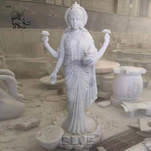 Buy cheap Lakshmi Marble Statues White Stone Laxmi Sculpture Hindu God Fortune Goddess Indian Religious Hand Carved product