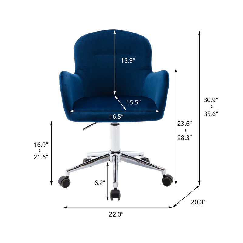 Navy Velvet Swivel Shell Living Room Office Chair 8.6KGS Padded Back