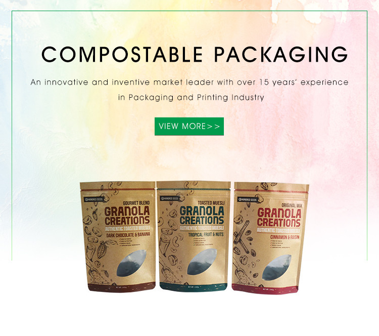Compostable Biodegradable Packaging Bags With Zipper 250gram 500gram 1000gram