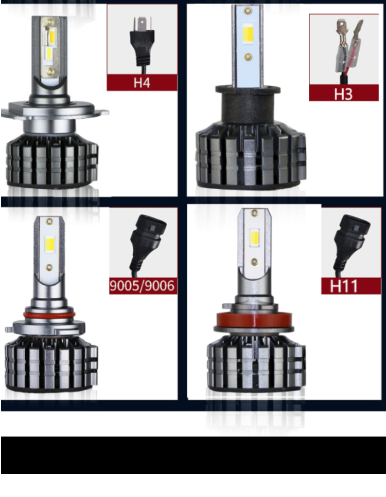 V20 Automotive LED Turn Signals Headlight Bulbs H7 H4 H11 6000K 9005 9006 9012 H1 H8 9012 H3