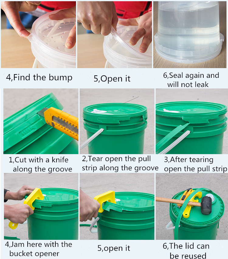 Eco-friendly Plastic Bucket With Handle for 1 Gallon Washing Powder Detergent Storage