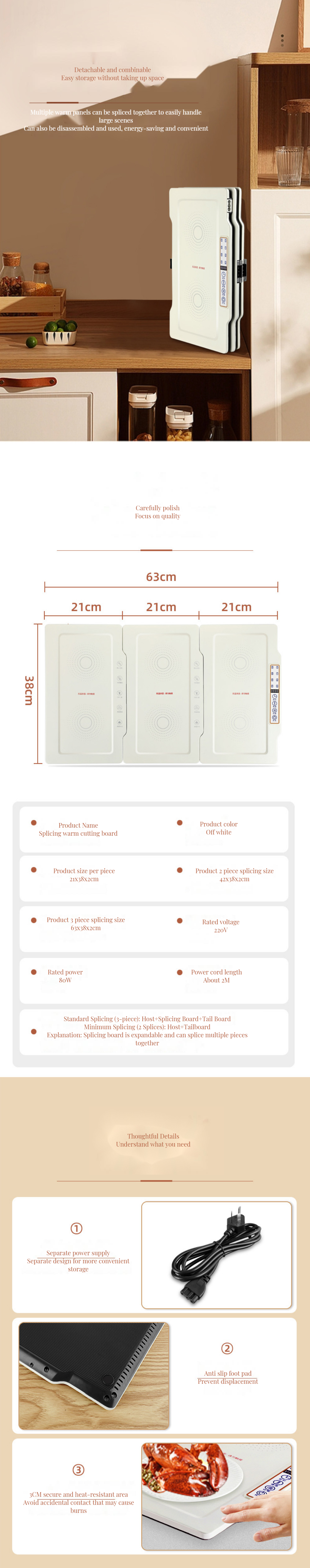 Fast Heating Foldable Electric Warming Tray with 10 Gears and Smart Temperature Control
