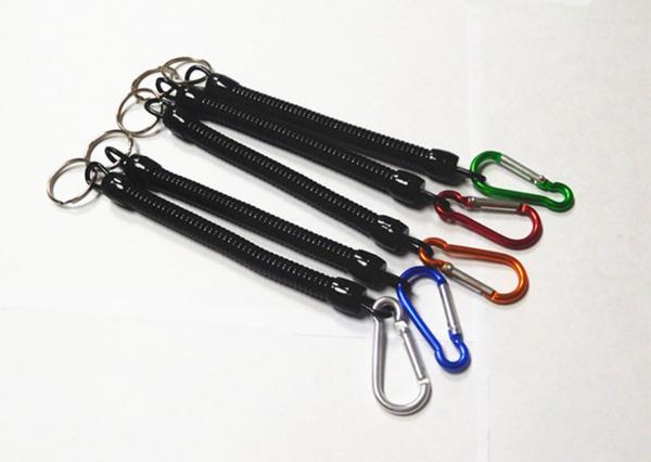 Quality Promtional 6.5''  Steel Coil  Fishing Plier Lanyard Cords w/Split Ring and Colorful Carabiner for sale