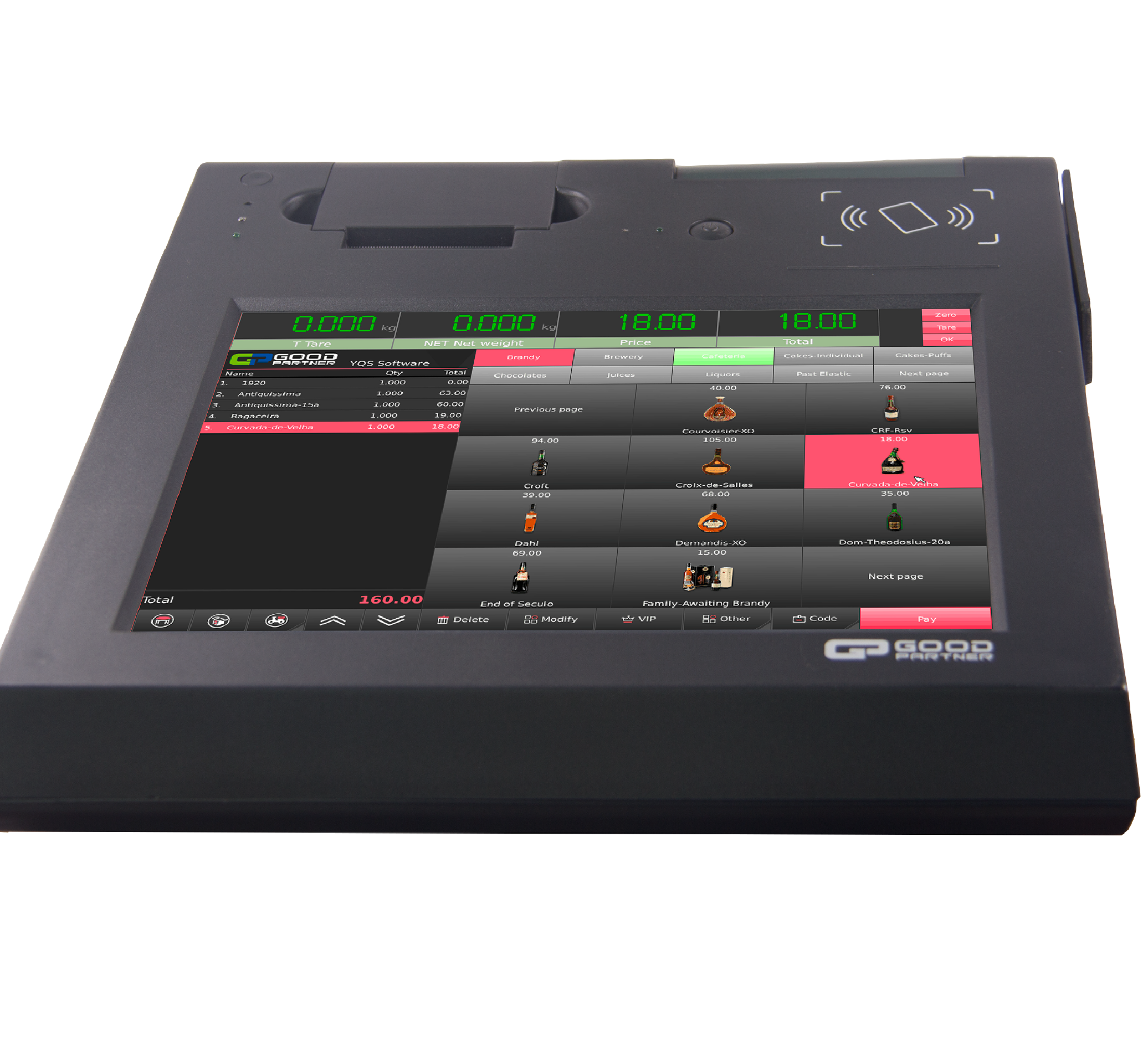 Orange Black 12 inch POS System with 58mm thermal printer and Resistance Touch Screen