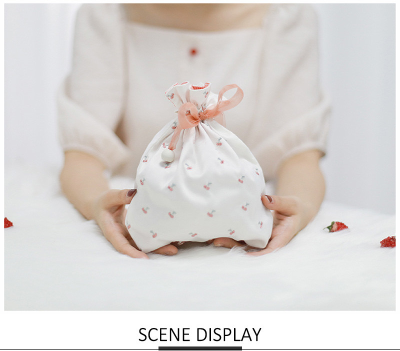 Recycled Portable Printing Drawstring Small Cosmetic Lazy Bag